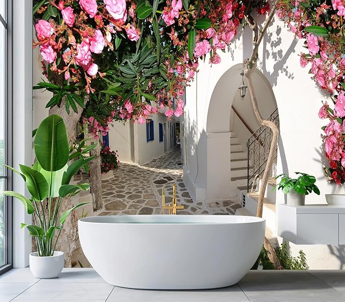 Eierme-Quiet Traditional Backstreet in Chora Town on Amorgos Island Cyclades Greece Peel and Stick 90" x 67"