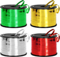 800 Yards Christmas Curling Ribbon, 4 Rolls Gift Wrapping Supplies, 1/5 Inches Wide Balloons String, Sparkling Plastic Xmas Metallic Ribbon, Christmas Decorations Holiday Wrapping Supplies for Craft
