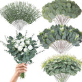 Eucalyptus Leaves Stems 200 PCS, 4 Kinds Mixed Artificial Greenery Stems for Wedding Decor Vase Floral Arrangement Centerpiece