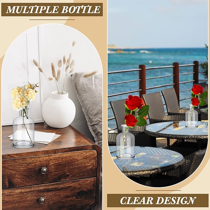 Lallisa 30 Pcs 4.9 Inches Small Glass Bud Vases Bulk Mini Flower Vases for Centerpieces Decorative Glass Bottles Vintage Rustic Decoration for Wedding Dining Table Home Decor