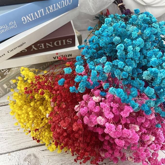 Preserved Baby's Breath, 100% Natrual Gypsophila Long Lasting Flowers for Vase Arrangements Home Decoration Photo Props Parties and Weddings, DIY Décor-Yellow