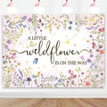 Mocsicka Wildflower Baby Shower Backdrop A Little Wildflower is On The Way Girl Baby Shower Decorations She is a Wildflower Photoshoot Background Banner (7x5ft)