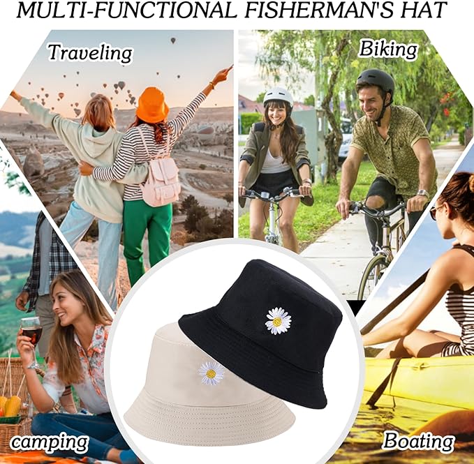 Sun Hat for Women Bucket Hat Cotton Reversible Summer Travel Beach Fishing Cap