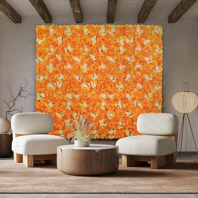 Flower Wall Backdrop 9pcs 16.5x16.5 Inch Flower Wall Decor Artificial Floral Wall Panel Ideal for Wedding Celebrations, Festive Party Birthday Backdrops and Elegant Home Decor