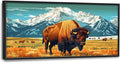 Bison Cow Large Decor Framed Wall Art Western Mountain Pictures for Living Room, Animal Oversized Canvas Print Painting Modern Extra Large Framed Artwork for Bedroom Office Home Decor 60"x30"