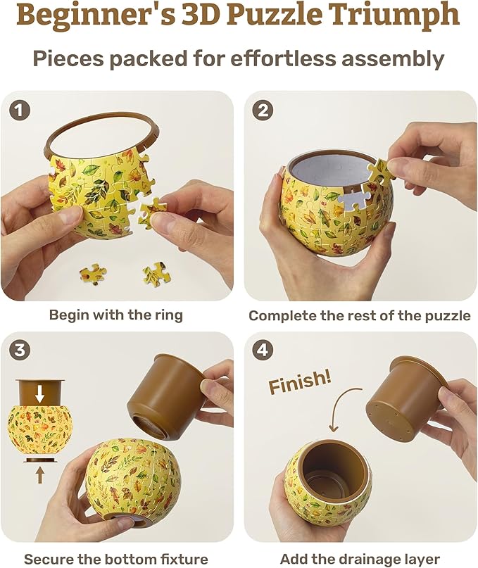 PieceRelax 3D Puzzle Planter 80 Pieces - Flower Pot - Little Garden, Home Decor Flower Pots for Indoor Cactus, Succulents Pots [K1116]