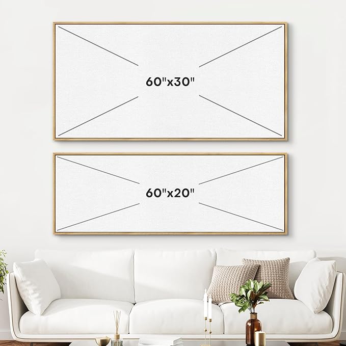 SIGNFORD Large Framed Canvas Print Wall Art Colorful Geometric Overlapping Mountains Illustrations Modern Art Relax/Calm Warm for Living Room, Bedroom, Office - 60"x20"
