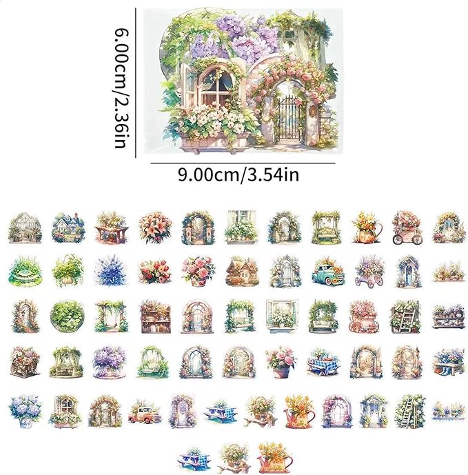 112Pcs PET Waterproof Sticker Set - 56 Unique Designs, Perfect for Phone Backs, DIY Journals, Luggage Stickers for suitcases, Birthday Party Favors & More Decorative Uses