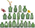 Glass Bud Vases Set of 20, Small Flower Vase in Bulk for Centerpieces, Mini Vintage Peacock Green Vases for Rustic Wedding Vintage Home Table Decor