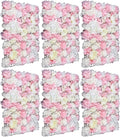 Eapmic 6Pcs 23.62"x 15.74"x 0.79" Artificial Flower Wall Panels,Flower Wall Mat Silk Flower Panels for Outdoor Garden Backyard Fence Fence Privacy Screen and Indoor Wall Decor(White+Pink)