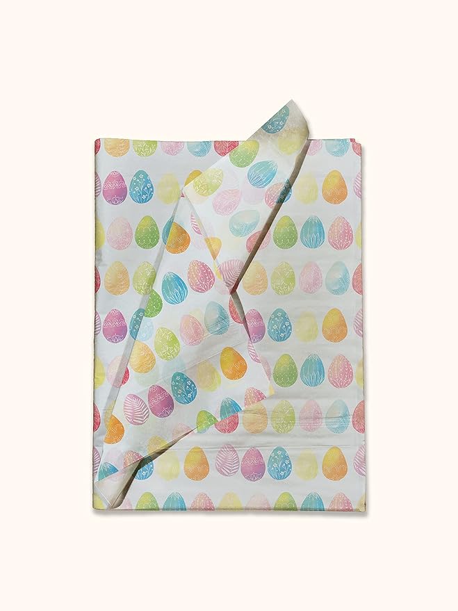 Pro Supply Global Easter Eggs Printed Tissue Paper for Baskets Gift Bags or Boxes and Wrapping - Bulk Decorative Art Tissue Paper for Packaging and Gifting | 24 Sheets 20" x 30"