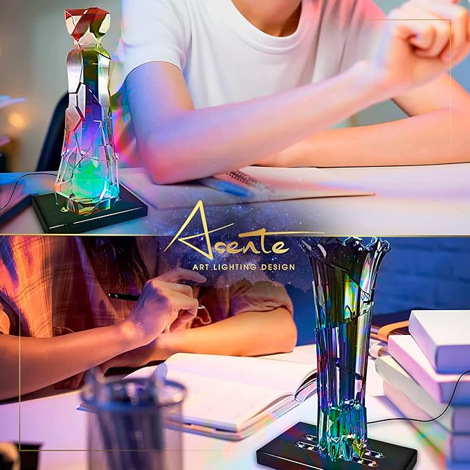 16 LED Multi-Color Light Stand Base- Lighted Acrylic Display, Crystal Display, Trophy & Art Hologram, 3D Pedestal Stand for Crafts, & Other Special Centerpieces, 4.5V AC/USB Adapter, Matte Black