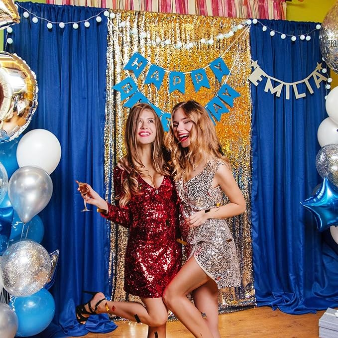 10 x 10 Feet Royal Blue Backdrop Curtain for Partie, Background Curtains for Photoshoot, Birthday, Wedding, Halloween, Thanksgiving, Christmas, New Year Party Decorations 5Ft x 10Ft, 2 Panels