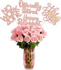 Ephlyn 16Pcs Happy Retirement Centerpiece Sticks Officially Retired Table Flower Centerpieces Sticks No Work Zone Floral Decorations for Farewell Birthday Party Centerpieces Supplies Rose Gold