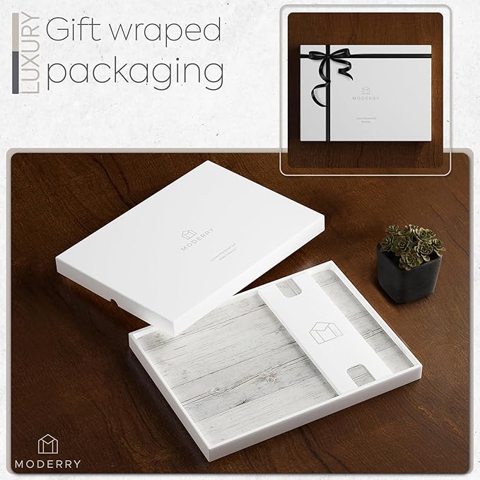 Set of 4 Heat Resistant Cork Placemats for Dining Table with Free Set of 4 Matching Drink Coasters Cork Wood Design Print 16 x 12 Inches Cork Backed Hard Placemats (White Driftwood)