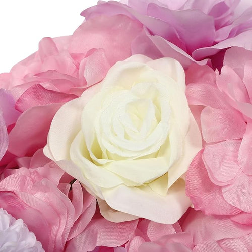 12Pcs Artificial Flower Wall Panel,3D 15" X 15" Silk Rose Mat Artificial Flower Wall,Decorative Backdrop Flower Panels Wall for Wedding Party Stage Baby Shower Decor (White,Pink,Purple)