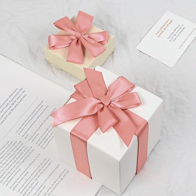 Rose Gold Satin Ribbon, Double Faced 1 Inch X 25 Yards Rose Gold Ribbon, Premium Satin Ribbon for Gift Wrapping, Crafts, Hair Bow Making, Sewing, Flower Bouquet, Wedding Party Decor