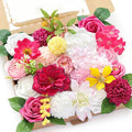 Artificial Flower Box Set Silk Fake Flowers DIY Center Cake Decoration Wedding Bouquet Corsage Home Decor Outdoor Decor Gift (Bright Pink)