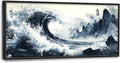 Mountain Wave Large Wall Art Framed Chinese Wall Decor for Living Room Waves Pictures Oversized Canvas Print Painting Modern Extra Large Framed Artwork for Bedroom Office Home Decor 60"x30"