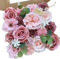 Pink Rose Artificial Flowers Dusty Fake Flower Bulk for DIY Wedding Bouquet Bridal Baby Shower Decorations Party Table Centerpieces Cake Decorating Silk Floral Arrangement Home Decor Indoor