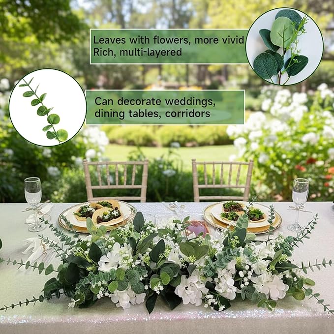 150 Packs 5 Kinds Artificial Greenery Stems Mixed Artificial Eucalyptus Wedding Bouquet Bulk Fake Eucalyptus Stems Greenery Leaves for Vase Wedding Home Table Decor DIY Bouquets (Green)