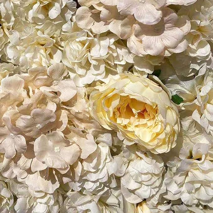 16"x 24" Artificial Flower Wall Panels,Flower Wall Mat Silk Flower Panels for Outdoor Garden Backyard Fence Fence Privacy Screen and Indoor Wall Decor (6Pcs Light Yellow)