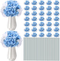 Unittype Silk Hydrangea Artificial Flowers Heads with Stems Faux Hydrangea Flowers for Wedding Centerpieces Bouquets DIY Floral Decorations for Home Indoor(White and Sky Blue,300 Pieces)