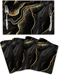 Black Gold Marble Texture Placemats Set of 4, Black Table Mats, Heat Resistant Washable Linen Place Mats for Kitchen Dining Table Farmhouse 12"x18", Black Gold Kitchen Decor