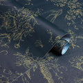 Floral Birds Wallpaper Peel and Stick Dark Blue Contact Paper 16.9”x 118.1” Vintage Floral Self Adhesive Removable Wallpaper Flower Birds Wall Paper for Bathroom Kitchen Decor Vinyl