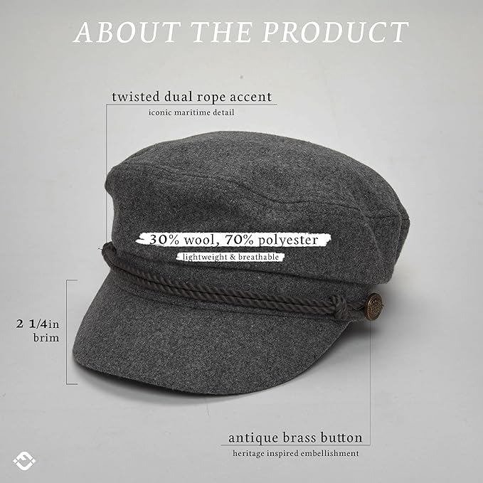 Funky Junque Newsboy Hat for Women – Trendy Greek Fisherman Cap, Classic Women's Baker Boy Newsies Hat, Ladies Fashion Caps