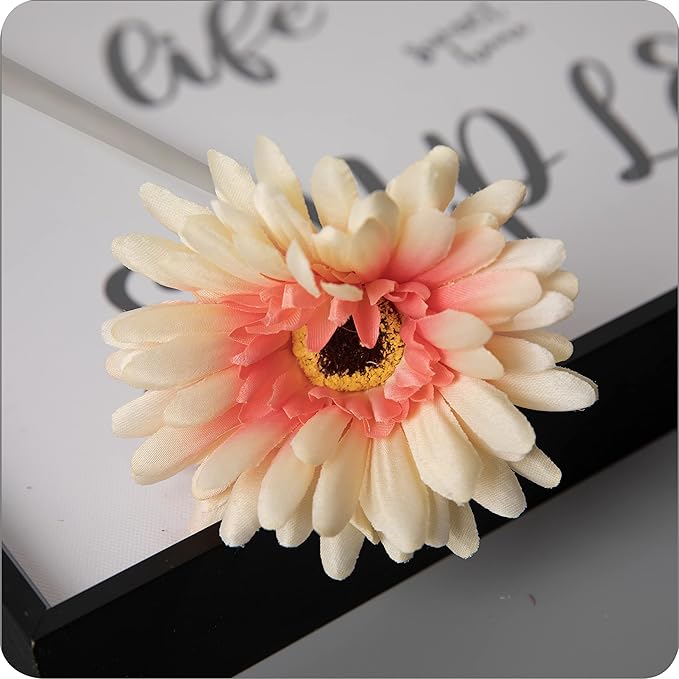 12pcs Artificial Gerbera Daisies,22 Inch Long Stem Silk Daisy Flowers,Realistic Artificial Flower Mums for Home Décor Centerpiece Wreath Supplies Wedding Bouquet,Princess Peach
