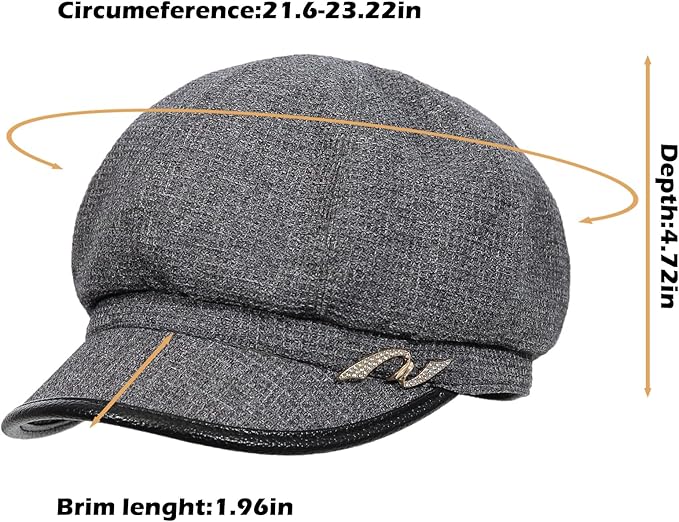 Women Retro Classic Visor Newsboy Cabbie Cap Beret Hats with Flower Buckle for Woman Ladies