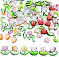 NUOBESTY 80Pcs Tulip Flower Glass Beads Kit Colorful Translucent Crystals for DIY Jewelry Making Bracelets Earrings Charms Craft Accessories