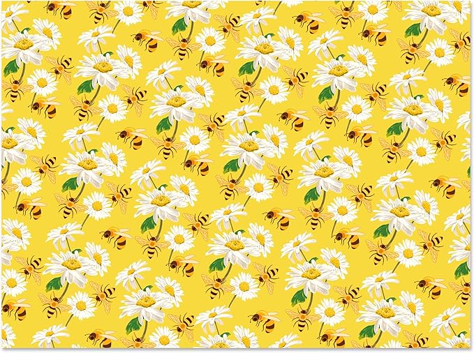Jajajuegos 12 Sheets Bee Wrapping Paper Set - Yellow Black Bee Honeycomb Pattern - Gift Wrapping Paper for Winter Baby Shower, Birthday Party Decorations - 4 Designs, 20'' x 27''