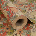 Aimyoo Kraft Floral Wrapping Paper Roll - Mini Roll - 17 Inch x 32.8 Feet - All Occasion Vintage Flower Gift Wrap Paper for Mother's Day Wedding Birthday Bridal Shower
