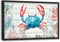 Crab with Coral Large Decor Framed Wall Art Ocean Pictures for Living Room, Nautical Oversized Canvas Print Painting Modern Extra Large Framed Artwork for Bedroom Office Home Decor 36"x24"