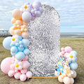 Fanqisi Big Payette Sequin Arch Covers: 7.2FT Arch Backdrop Cover Silver Shimmer Fabric Cover for Party Baby Shower Decorations