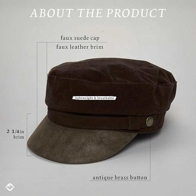 Funky Junque Newsboy Hat for Women – Trendy Greek Fisherman Cap, Classic Women's Baker Boy Newsies Hat, Ladies Fashion Caps