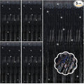 5 Pack Black Photo Backdrop Party Streamers Metallic Tinsel Curtains for Birthday Halloween Decor Bachelorette Wednesday Wizard Party