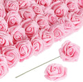 Artificial Flowers Glitter Flowers Foam Roses 30 PCS Pink Roses Foam Flowers Glitter Roses with Stem Fake Flowers for DIY Wedding Bridal Bouquet Party Centerpieces Decor(Pink)