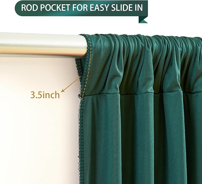 Hunter Green Backdrop Curtain-Wrinkle-Free Polyester Fabric Green Photography Curtains for Wedding Party Photo Background Decorations- 8 X10FT (Hunter Green)