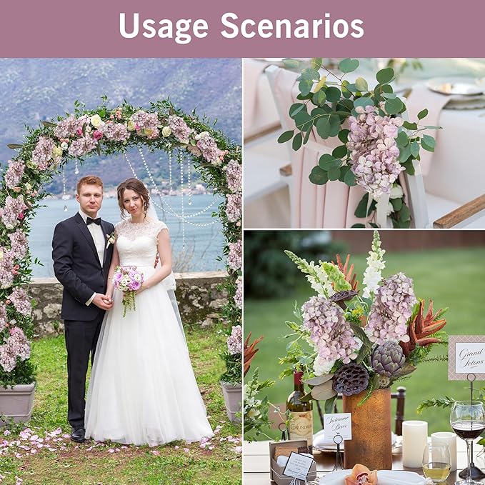 Fake Flowers Hydrangea Silk Flowers With Stems White Flowers Fake Flowers In Vase Hydrangea Artificial Flowers Winter Flowers Artificial For Decoration Vase Decor 24"（Light Purple ）8PCS Wthout Vase