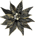 DILATATA 3 Pcs Artificial Christmas Flowers 13 Inch Glitter Poinsettia Picks Christmas Tree Ornaments Topper Decorations Black Poinsettias Flowers for Xmas New Year Wreath Garland Wedding Home Decor