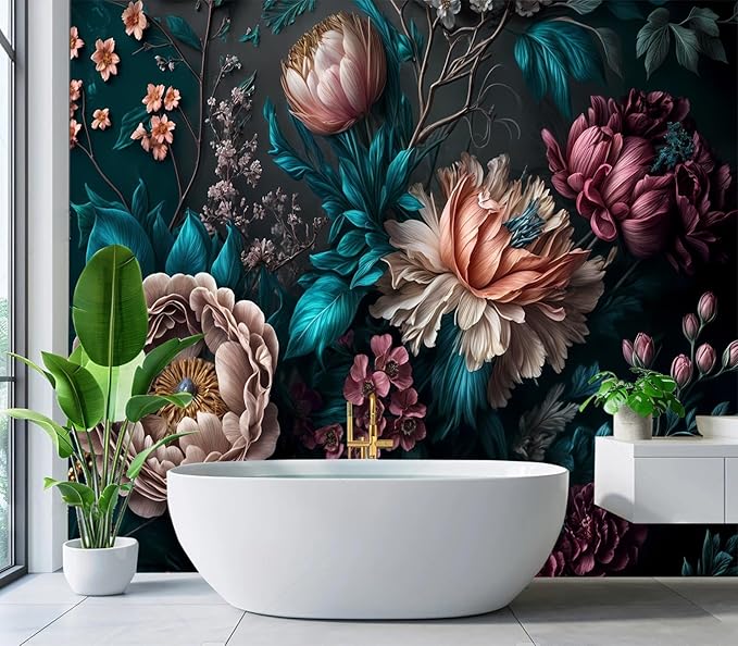 Cliouar-Peony Flowers Mural Wallpaper Peel and Stick 137" x 102"