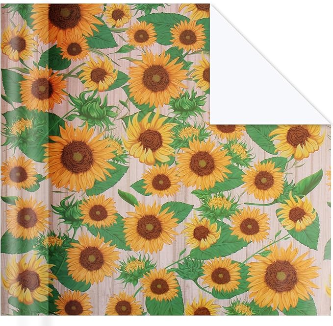 Aimyoo Sunflower Floral Wrapping Paper Roll 17 in x 10 ft, Yellow Flower Gift Wrap for Wedding Bridal Shower Women Birthday