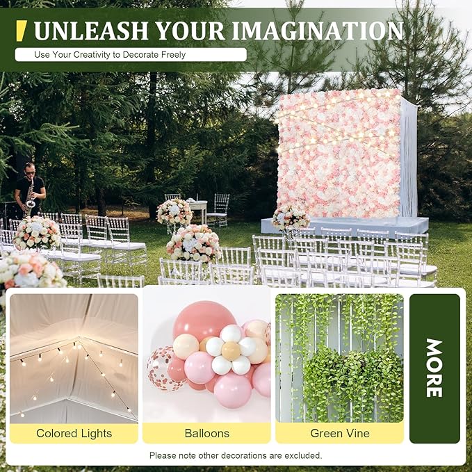 12Pcs Flower Wall Panel, 24x16in Artificial Flower Wall Backdrop Pink Dahlia Hydrangea Rose Flowers Wall Backdrop Flowers Photo Background for Photo Background Party Wedding Decoration
