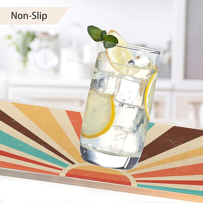 Vintage Sun Placemats Set of 6,Sunrise Sunset Table Mats Non-Slip Heat Resistant Washable Placemat for Party Kitchen Dining Table Decoration Indoor Outdoor