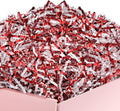 UNIQOOO 1/2 LB Metallic Red White Crinkle Cut Paper, Candy Cane Shredded Filler, Christmas Peppermint Zig Fill Raffia Tissue, Strands Shred Craft Bedding Cushion,Wedding Birthday Gift Boxes Bag Retail