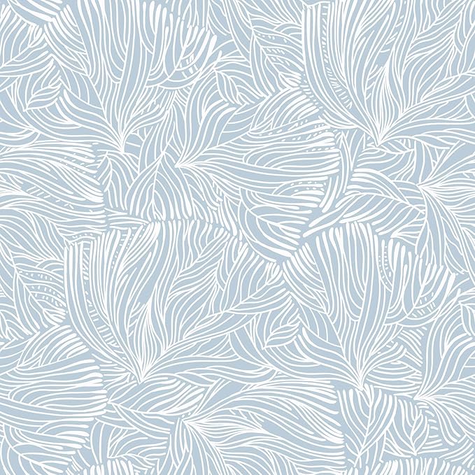 Heroad Boho Peel and Stick Wallpaper Blue Floral Contact Paper Modern Removable Self-Adhesive Wallpaper for Bedroom Living Room Cabinets Decoration Thicken Vinyl Roll Renter Friendly 17.3" x 98"