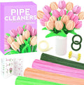 ZEIZHUBN 300 Pieces Pipe Cleaners, Pipe Cleaners Flower Bouquet Kit, Flower Making Kit with Floral Wires Tape, Art and Craft Supplies Projects DIY Decoration Holiday Party Birthday Gifts